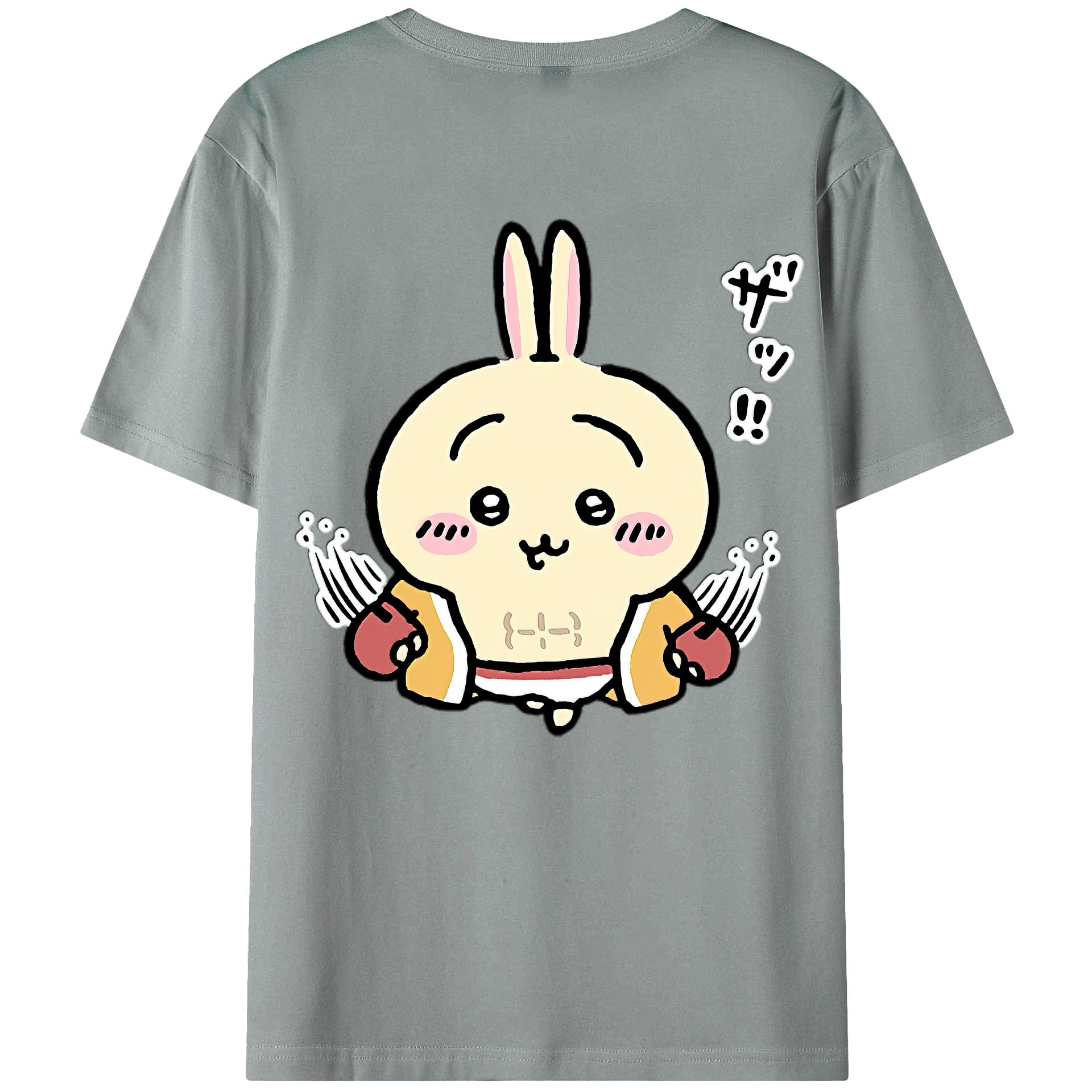 （画像用） ちいかわ うさぎ Chii-kawa usagi 綿100％ メンズ半袖Tシャツ（バックプリント） 通気性